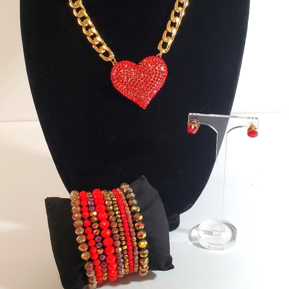 Crystal Glass Bead Necklace Set - Picture 1 of 4